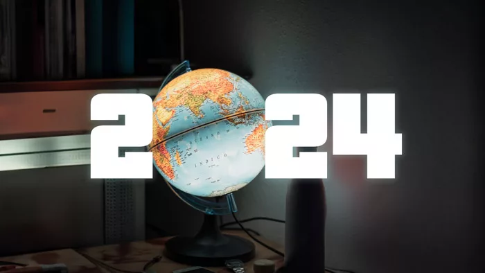The text 2024, but the 0 is a globe